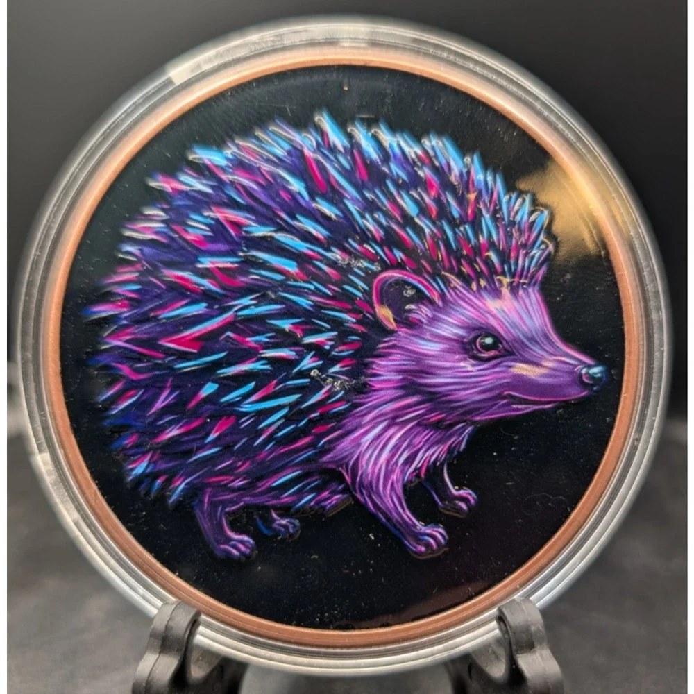 5 oz .999 Fine Copper Round Hedgehog Limited Edition 2804/5000 Estate Find - Picture 3 of 4